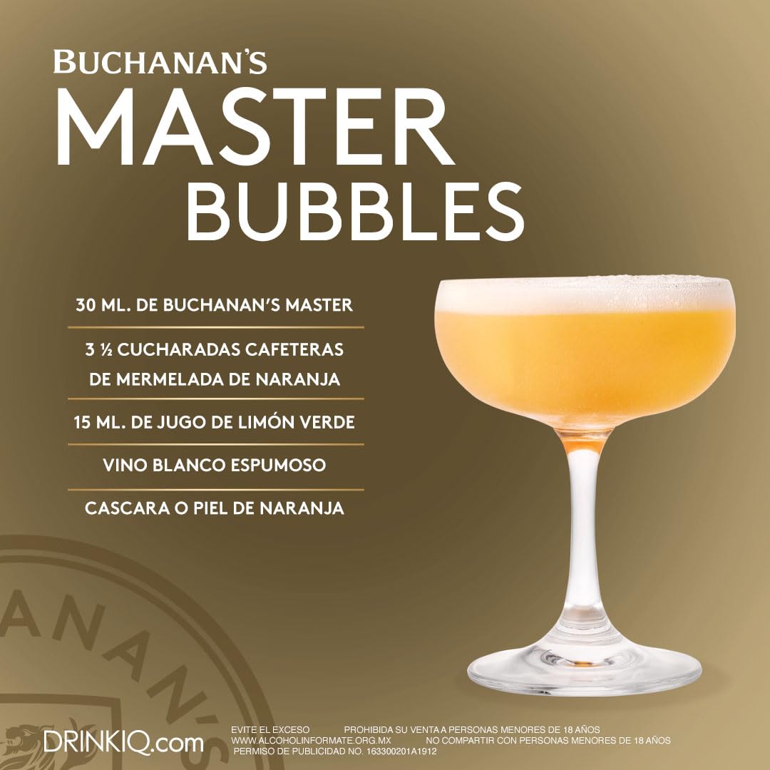Buchanan's, Master 750ml, Whisky Escocés, Añejado 15 Años, Dulce y Cremoso, Aroma Fresco y Especiado