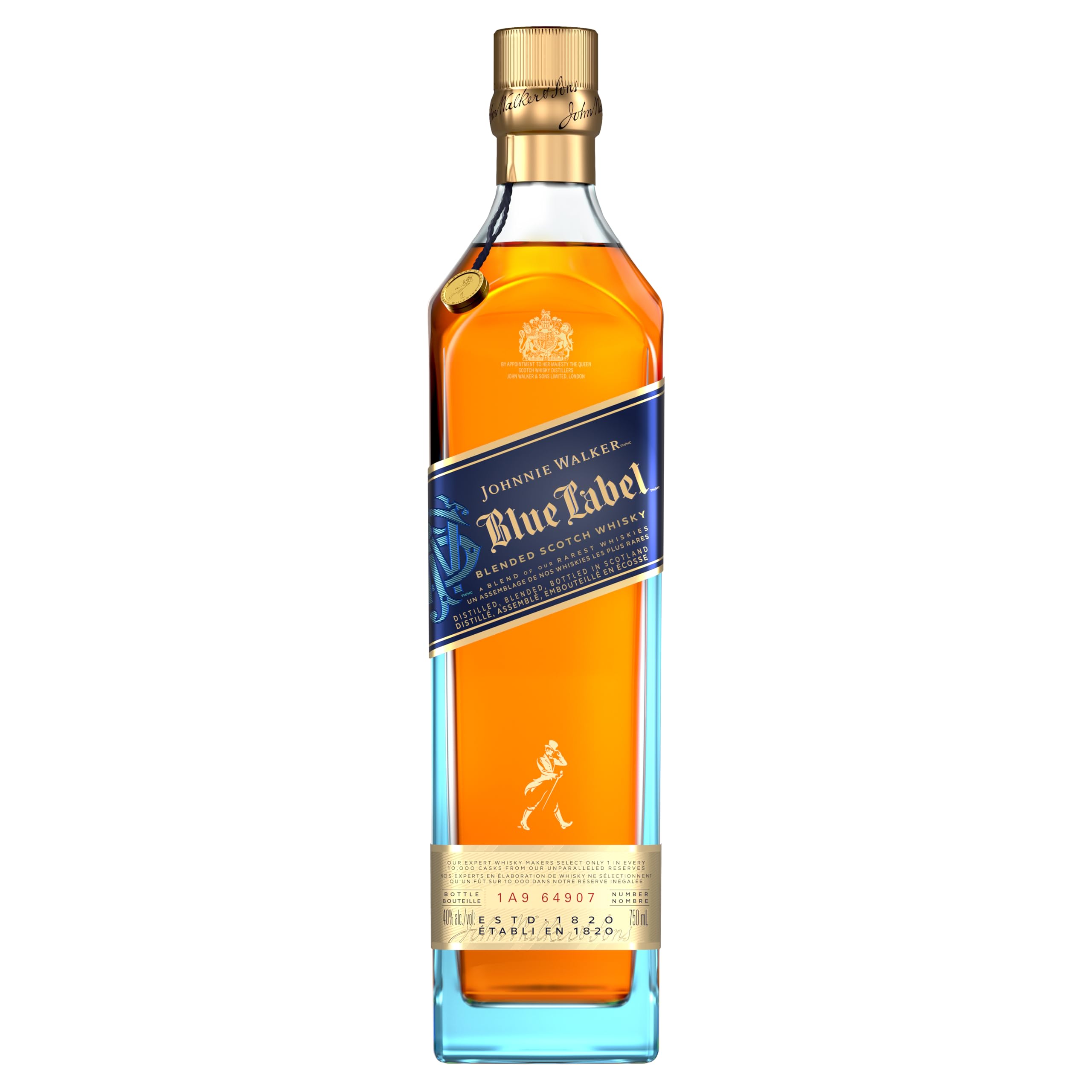 Johnnie Walker, Blue Label, 750 ml, Whisky Blended Scotch, Sabor Poderoso y Persistente, Balanceado
