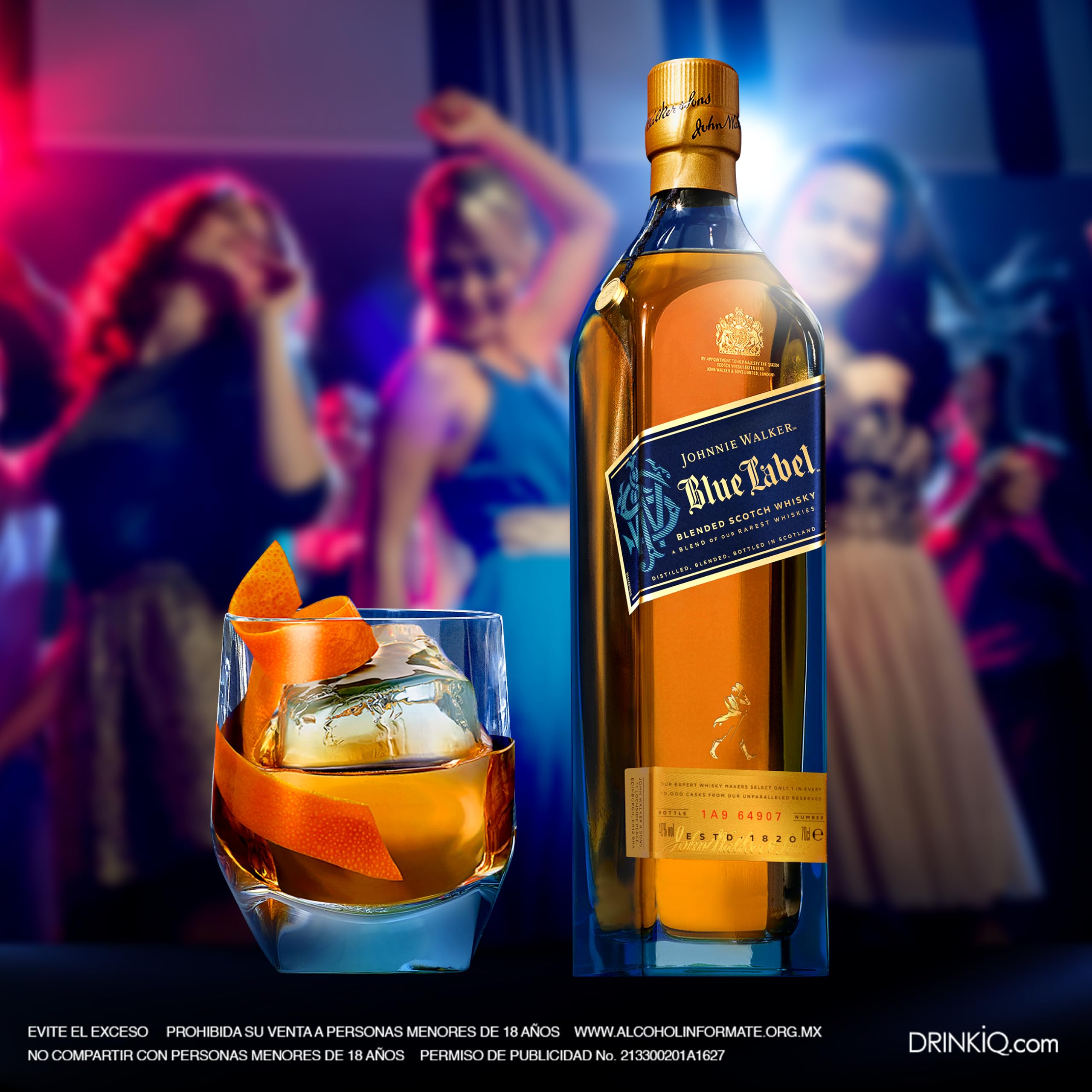 Johnnie Walker, Blue Label, 750 ml, Whisky Blended Scotch, Sabor Poderoso y Persistente, Balanceado